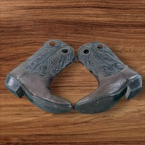 Mens Cowboy Boots Black Brown Leather Western Style Size 11 EE made USA